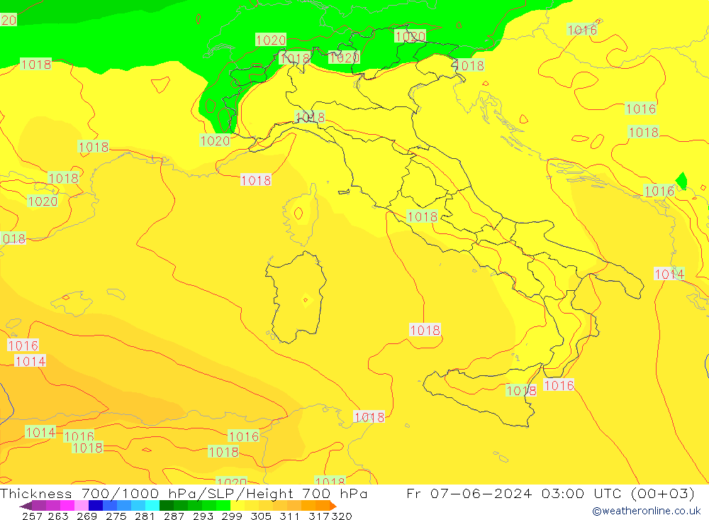 Thck 700-1000 hPa ECMWF  07.06.2024 03 UTC