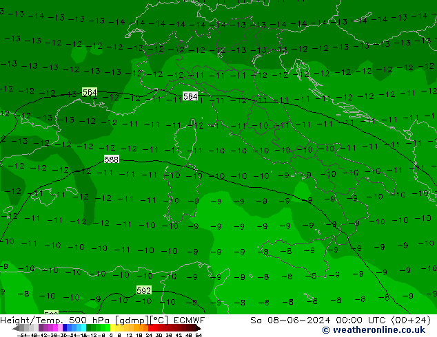 Z500/Rain (+SLP)/Z850 ECMWF sáb 08.06.2024 00 UTC