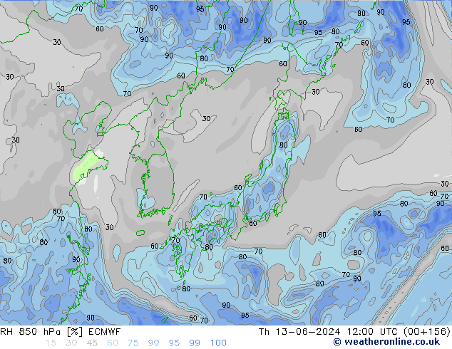 RH 850 hPa ECMWF  13.06.2024 12 UTC