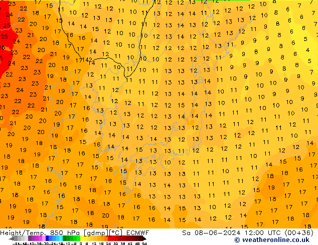 Z500/Rain (+SLP)/Z850 ECMWF sam 08.06.2024 12 UTC