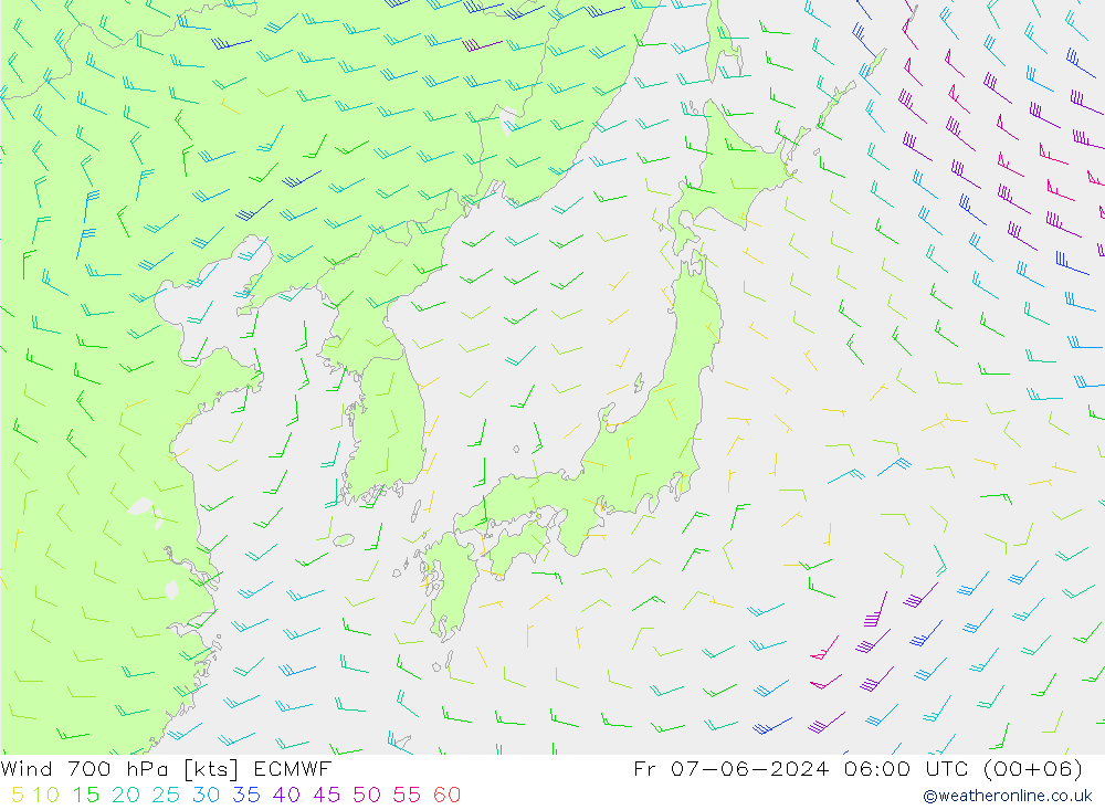 ветер 700 гПа ECMWF пт 07.06.2024 06 UTC