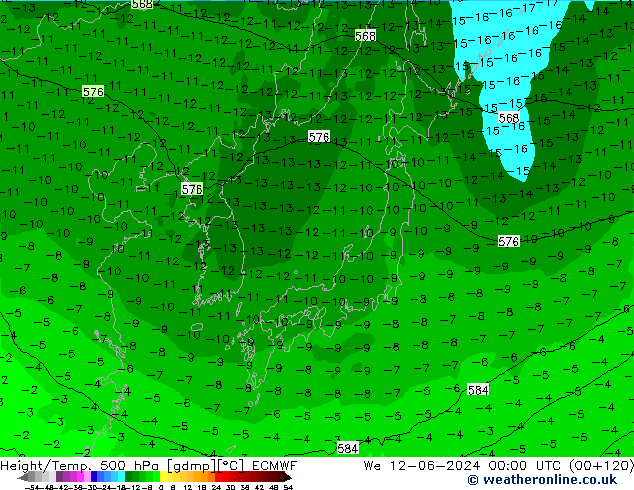 Z500/Rain (+SLP)/Z850 ECMWF St 12.06.2024 00 UTC