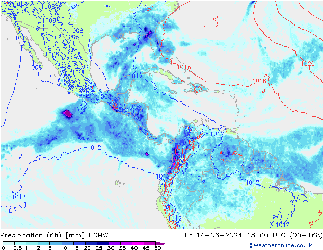 Z500/Rain (+SLP)/Z850 ECMWF Fr 14.06.2024 00 UTC