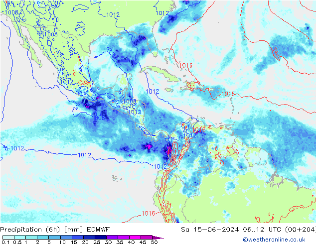 Z500/Rain (+SLP)/Z850 ECMWF Sa 15.06.2024 12 UTC