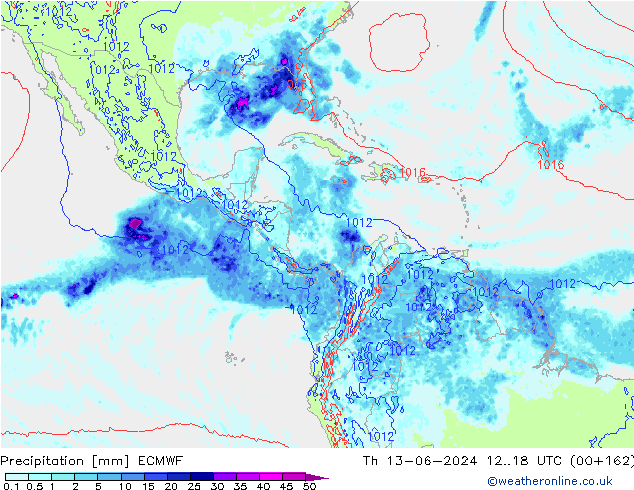 Srážky ECMWF Čt 13.06.2024 18 UTC