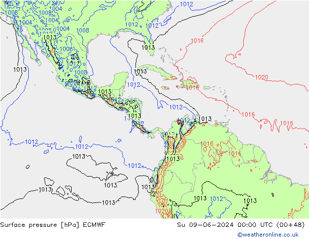 pression de l'air ECMWF dim 09.06.2024 00 UTC