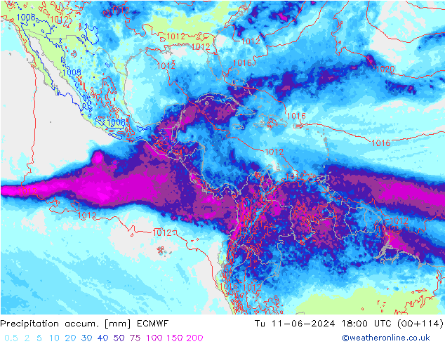 Precipitation accum. ECMWF Tu 11.06.2024 18 UTC