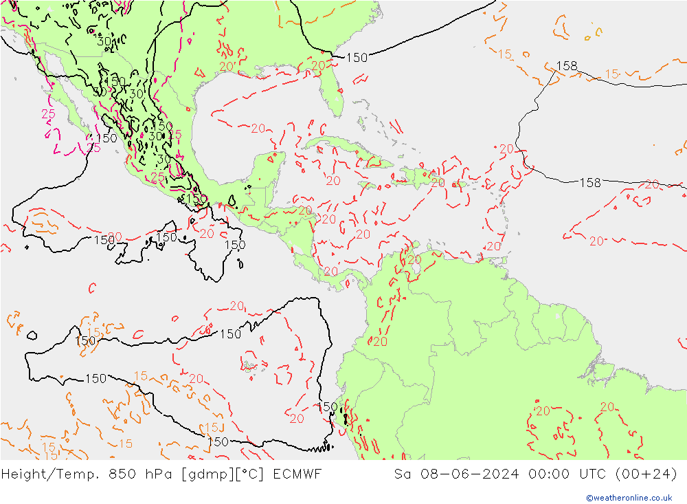 Z500/Rain (+SLP)/Z850 ECMWF Sáb 08.06.2024 00 UTC