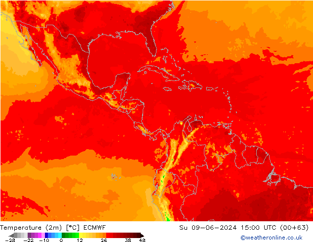 Temperatura (2m) ECMWF dom 09.06.2024 15 UTC
