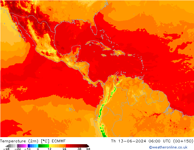 карта температуры ECMWF чт 13.06.2024 06 UTC
