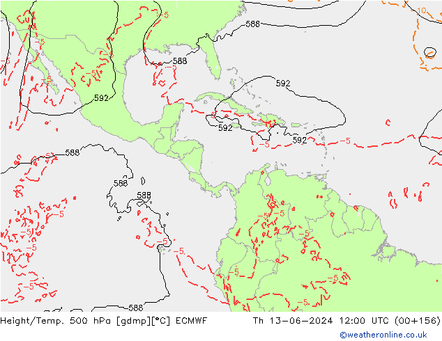 Z500/Rain (+SLP)/Z850 ECMWF Th 13.06.2024 12 UTC