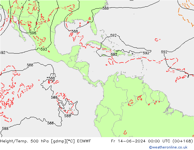 Z500/Rain (+SLP)/Z850 ECMWF Fr 14.06.2024 00 UTC