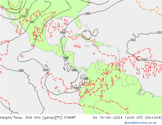 Z500/Rain (+SLP)/Z850 ECMWF Sa 15.06.2024 12 UTC