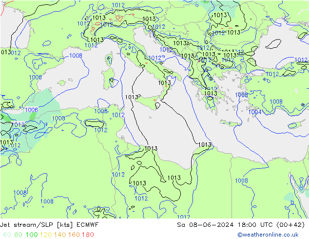 Jet stream/SLP ECMWF Sa 08.06.2024 18 UTC