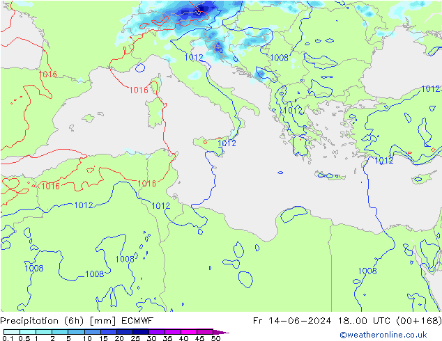 Z500/Rain (+SLP)/Z850 ECMWF Sex 14.06.2024 00 UTC