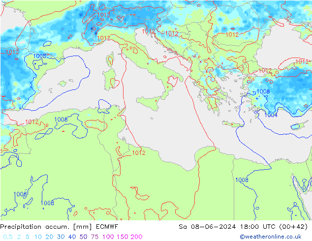 Precipitation accum. ECMWF  08.06.2024 18 UTC