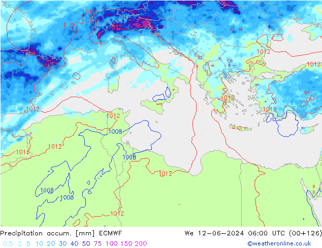 Precipitation accum. ECMWF ср 12.06.2024 06 UTC