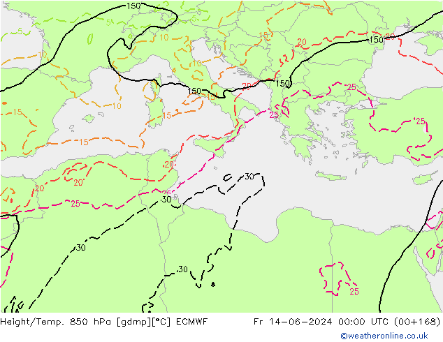 Z500/Rain (+SLP)/Z850 ECMWF Sex 14.06.2024 00 UTC