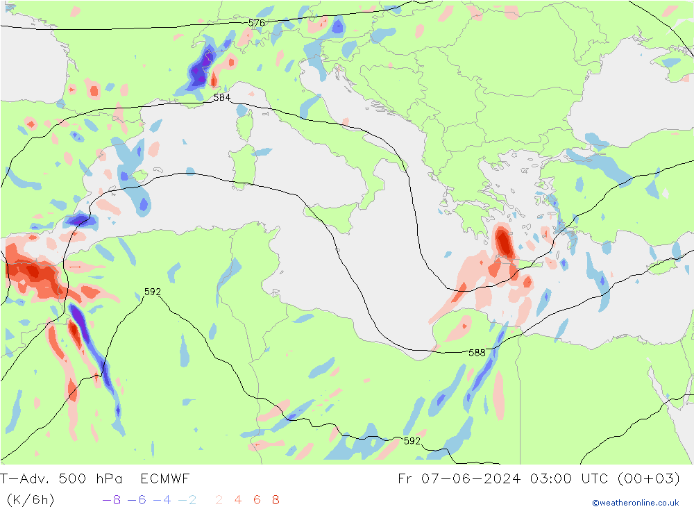 T-Adv. 500 hPa ECMWF Sex 07.06.2024 03 UTC