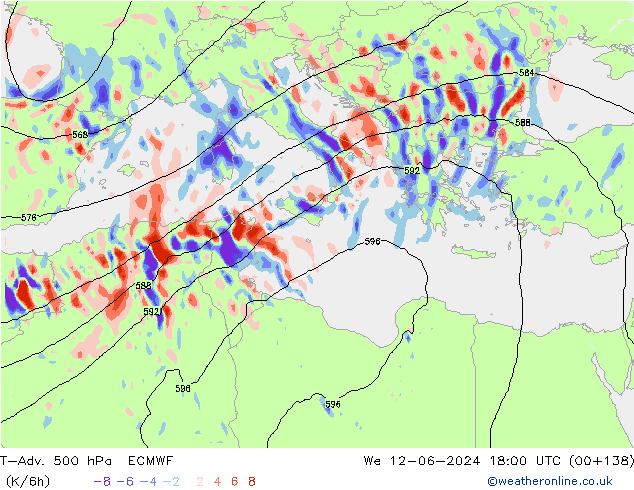 T-Adv. 500 hPa ECMWF mer 12.06.2024 18 UTC