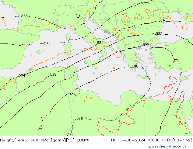 Z500/Regen(+SLP)/Z850 ECMWF do 13.06.2024 18 UTC