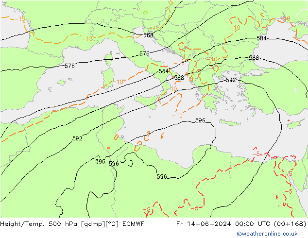 Z500/Rain (+SLP)/Z850 ECMWF Sex 14.06.2024 00 UTC