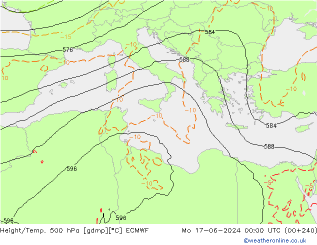 Hoogte/Temp. 500 hPa ECMWF ma 17.06.2024 00 UTC