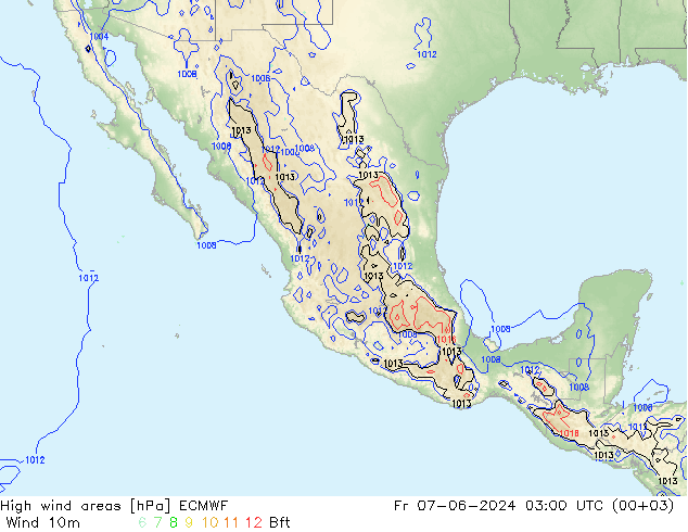 yüksek rüzgarlı alanlar ECMWF Cu 07.06.2024 03 UTC