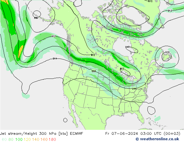 Prąd strumieniowy ECMWF pt. 07.06.2024 03 UTC