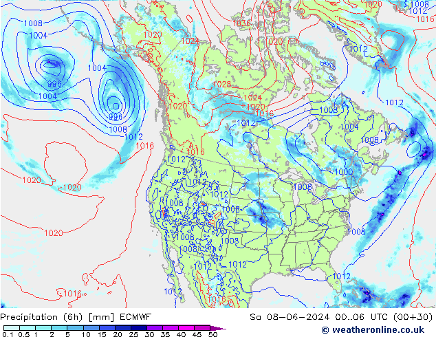 Z500/Rain (+SLP)/Z850 ECMWF sam 08.06.2024 06 UTC