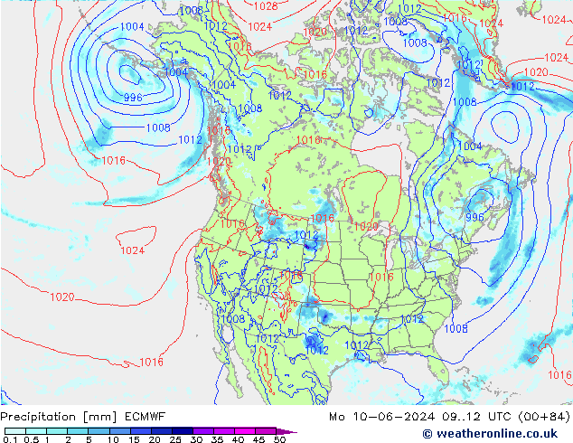 Niederschlag ECMWF Mo 10.06.2024 12 UTC