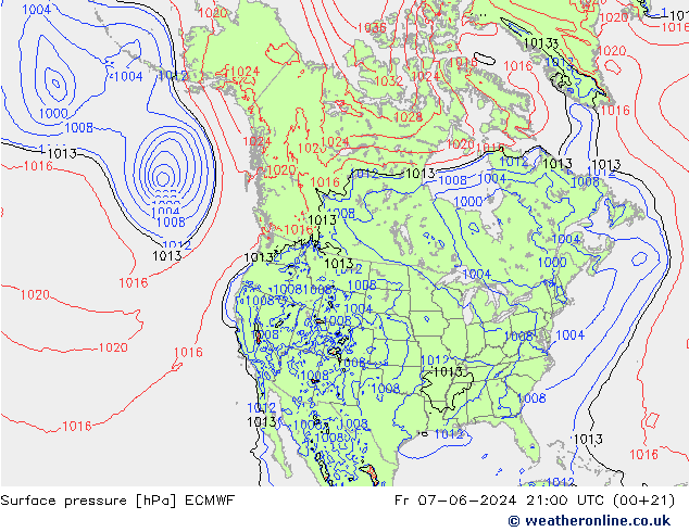 Surface pressure ECMWF Fr 07.06.2024 21 UTC