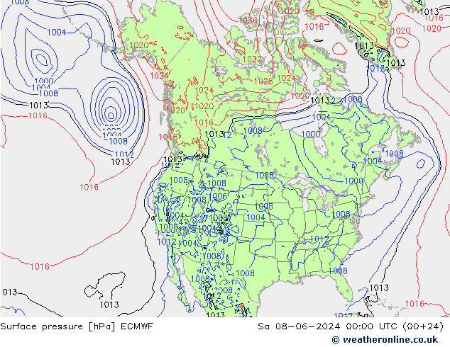 pressão do solo ECMWF Sáb 08.06.2024 00 UTC