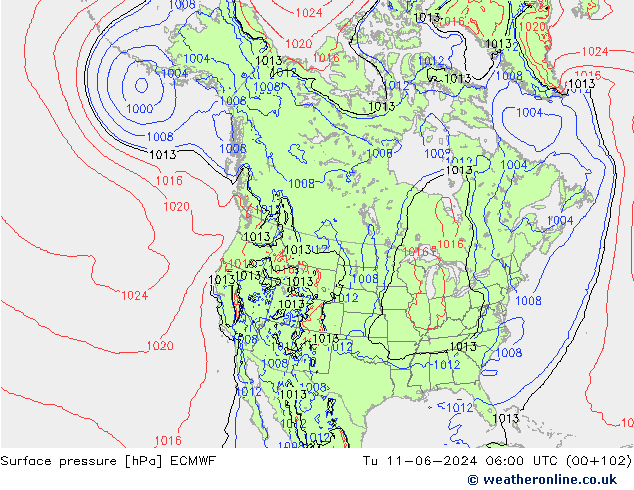 Luchtdruk (Grond) ECMWF di 11.06.2024 06 UTC