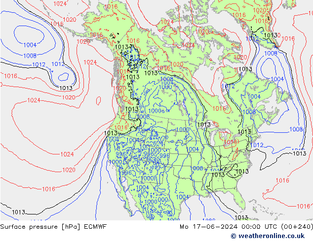 приземное давление ECMWF пн 17.06.2024 00 UTC