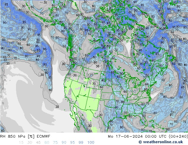 RH 850 hPa ECMWF Mo 17.06.2024 00 UTC