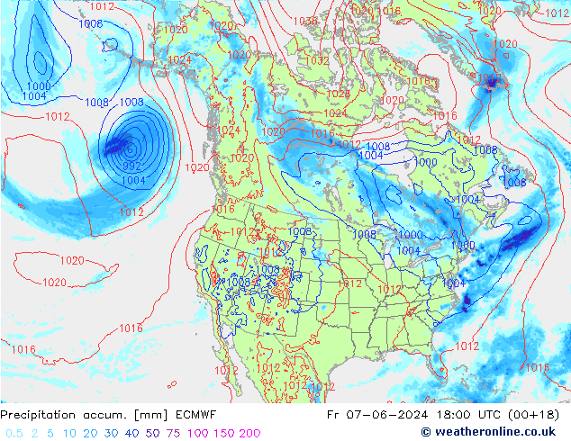 Précipitation accum. ECMWF ven 07.06.2024 18 UTC