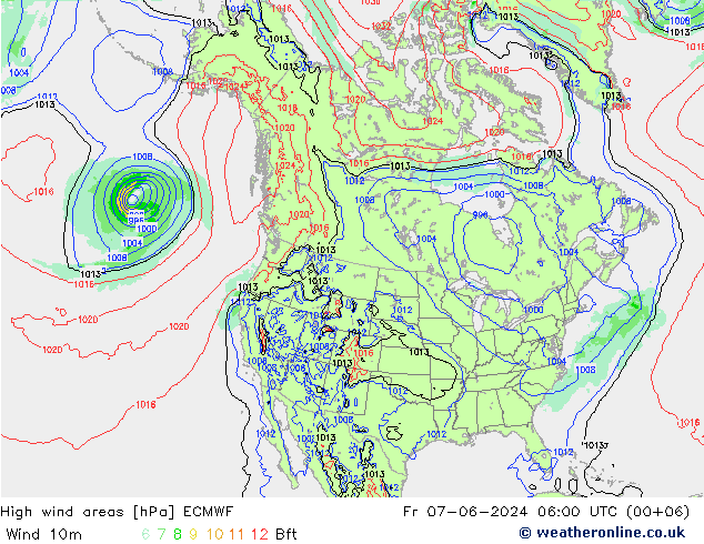 High wind areas ECMWF ven 07.06.2024 06 UTC