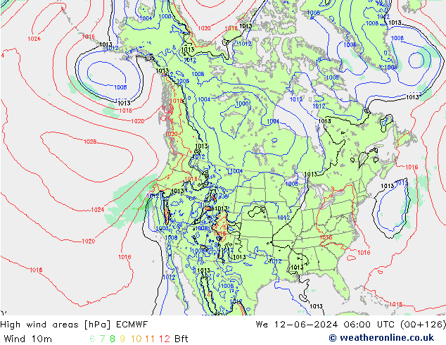 High wind areas ECMWF We 12.06.2024 06 UTC