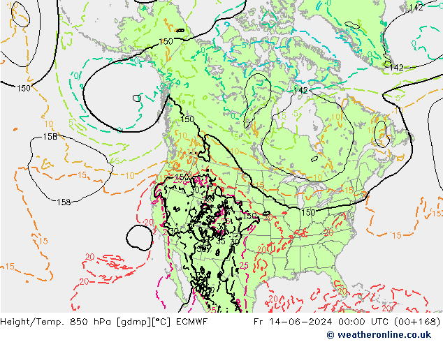 Height/Temp. 850 hPa ECMWF Fr 14.06.2024 00 UTC