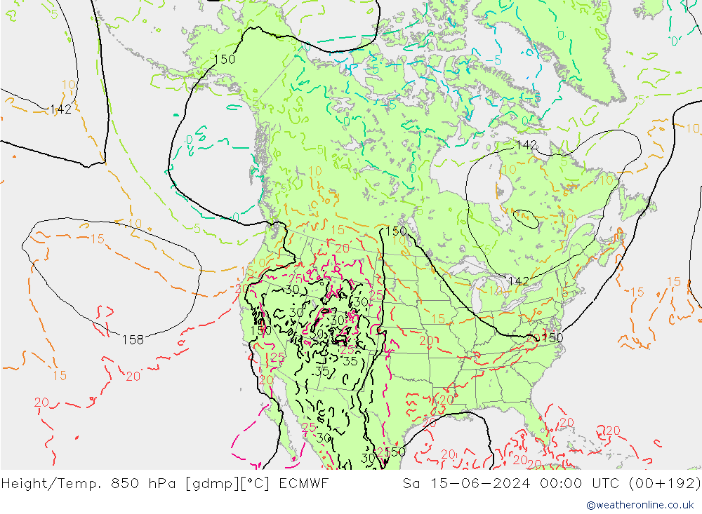 Z500/Rain (+SLP)/Z850 ECMWF Sa 15.06.2024 00 UTC