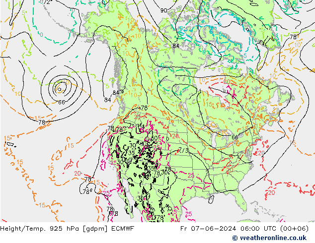 Height/Temp. 925 hPa ECMWF Fr 07.06.2024 06 UTC