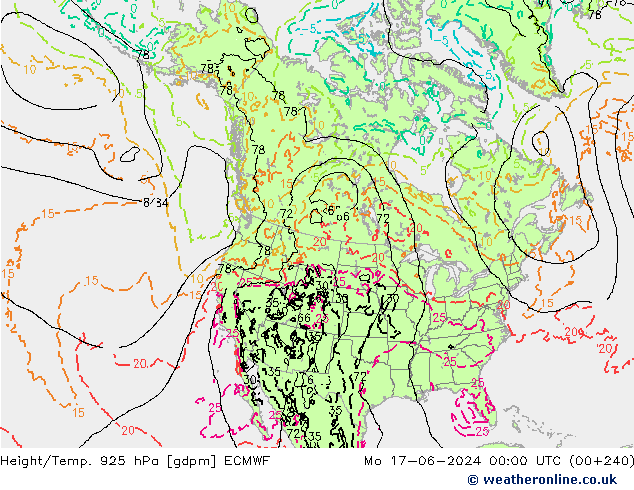 Height/Temp. 925 hPa ECMWF Mo 17.06.2024 00 UTC