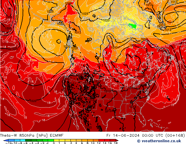 Theta-W 850hPa ECMWF  14.06.2024 00 UTC