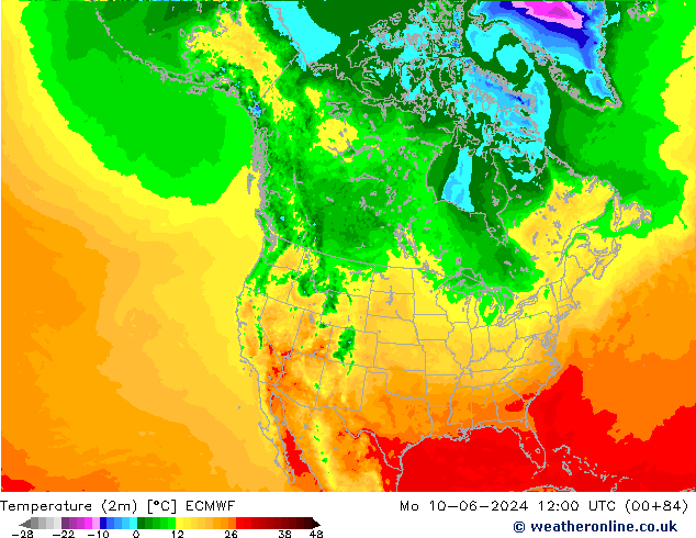 température (2m) ECMWF lun 10.06.2024 12 UTC