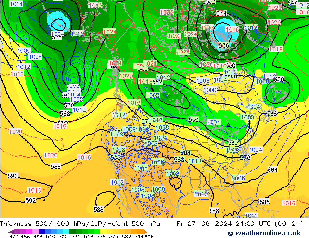 Thck 500-1000hPa ECMWF Fr 07.06.2024 21 UTC