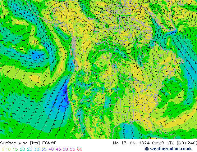 Bodenwind ECMWF Mo 17.06.2024 00 UTC