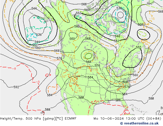 Z500/Rain (+SLP)/Z850 ECMWF lun 10.06.2024 12 UTC