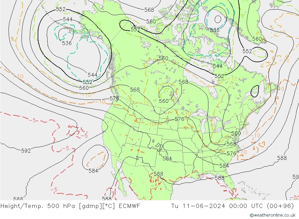 Hoogte/Temp. 500 hPa ECMWF di 11.06.2024 00 UTC