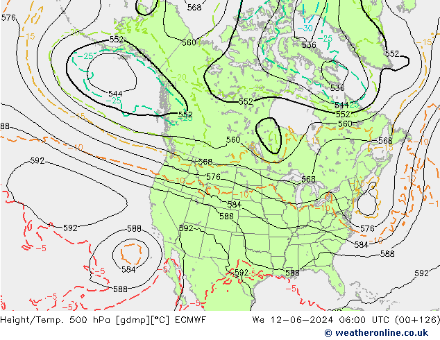 Z500/Rain (+SLP)/Z850 ECMWF We 12.06.2024 06 UTC